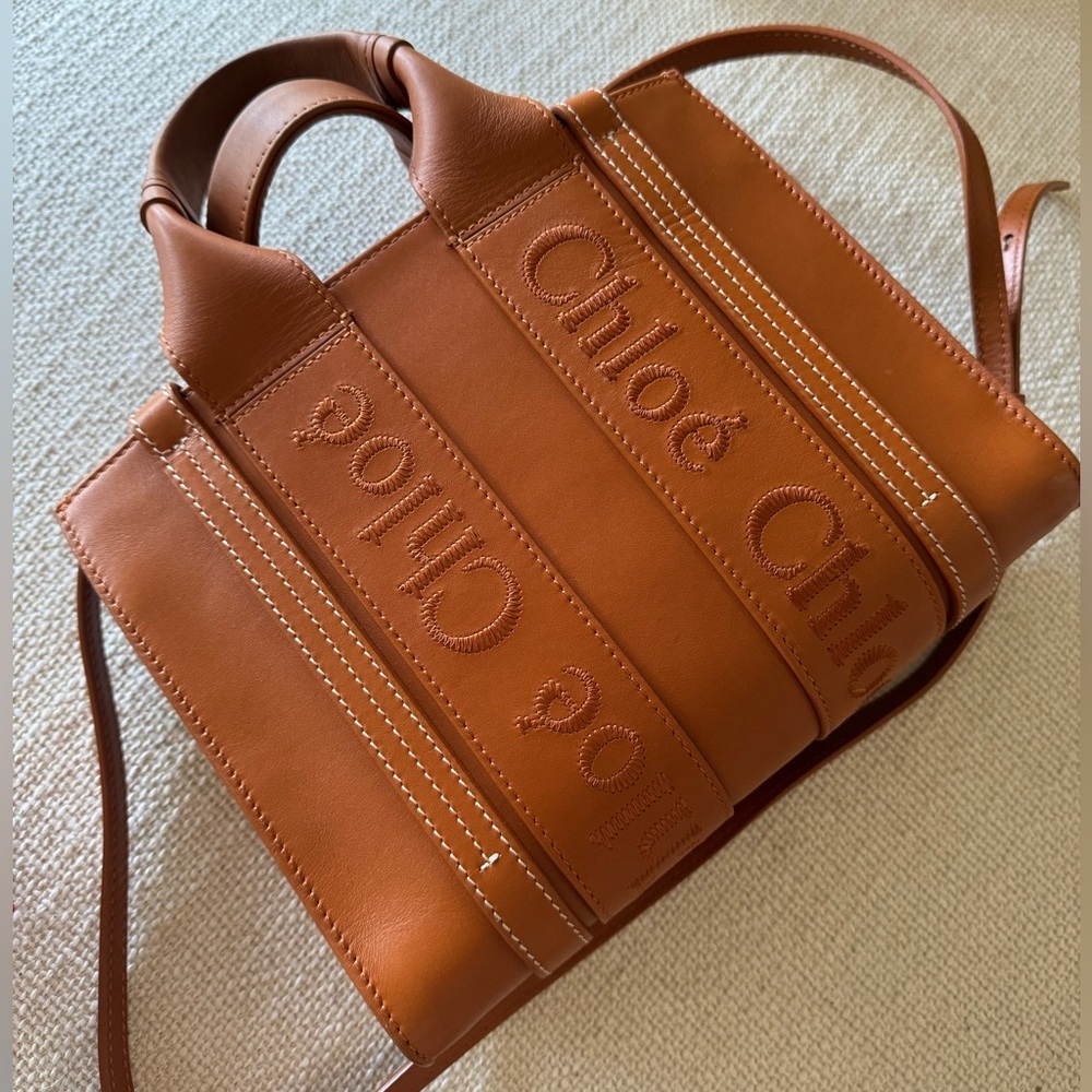 Chloe Woody Tote in Caramel Leather